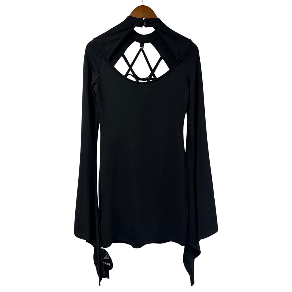 Killstar Witchural Dress Medium Black Mini Bell Sleeve Goth Punk Witchy